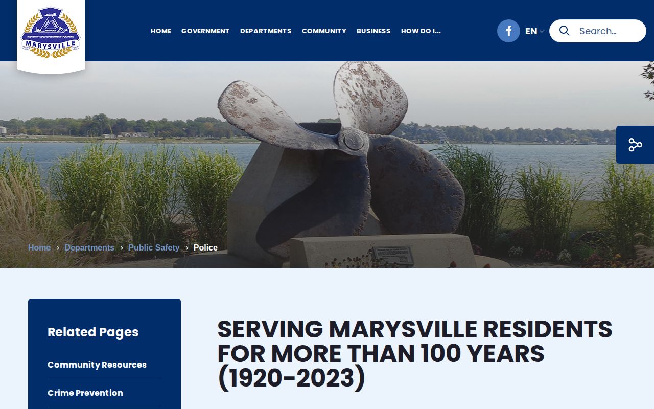 Official Marysville Police and Public Safety information page with department contact details